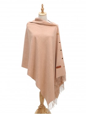 Cashmere Feeling Shawl w/ Openable Button Details